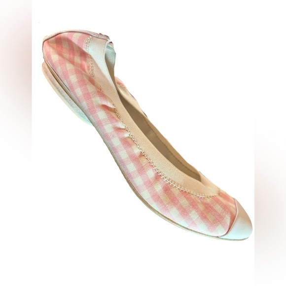 CHANEL Ballerines Light Pink Fabric White Leather Trim Flats EU 35.5 US 5 - Picture 9 of 11